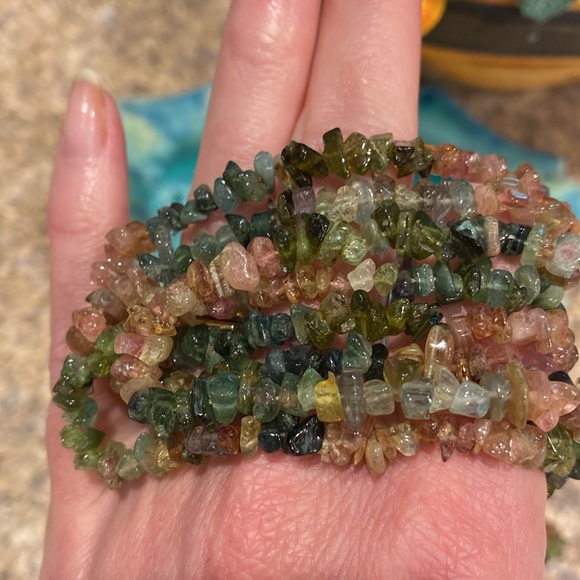 2 Vintage Tourmaline (?) Necklaces Multicolored Pink Green Watermelon Colors - Picture 7 of 11